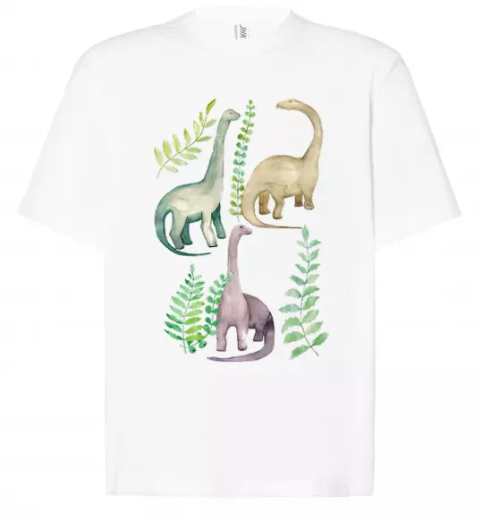 Футболка Оверсайз Watercolor dinos Білий фото