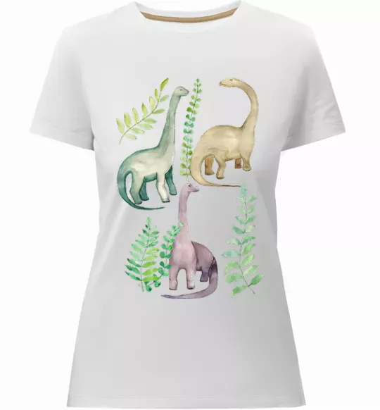 Жіноча преміум футболка Watercolor dinos Білий фото