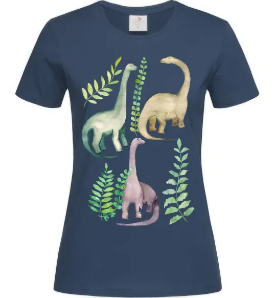 Женская футболка Watercolor dinos Темно-синий фото