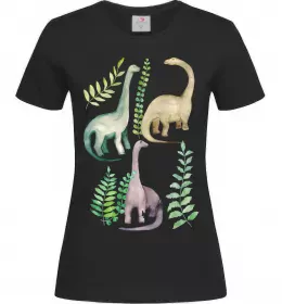 Женская футболка Watercolor dinos Черный фото