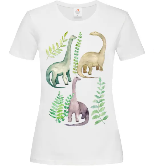 Женская футболка Watercolor dinos Белый фото