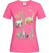 Женская футболка Watercolor dinos Ярко-розовый фото