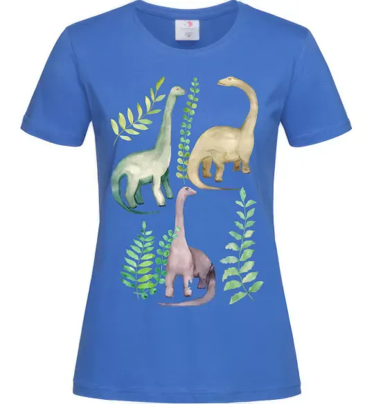Женская футболка Watercolor dinos Ярко-синий фото