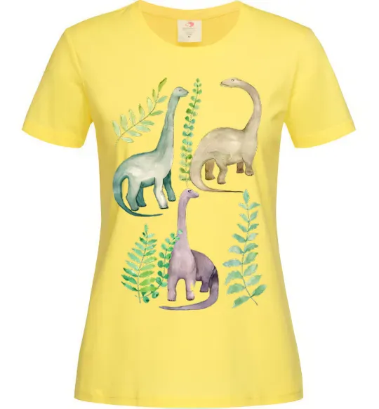 Женская футболка Watercolor dinos Лимонный фото