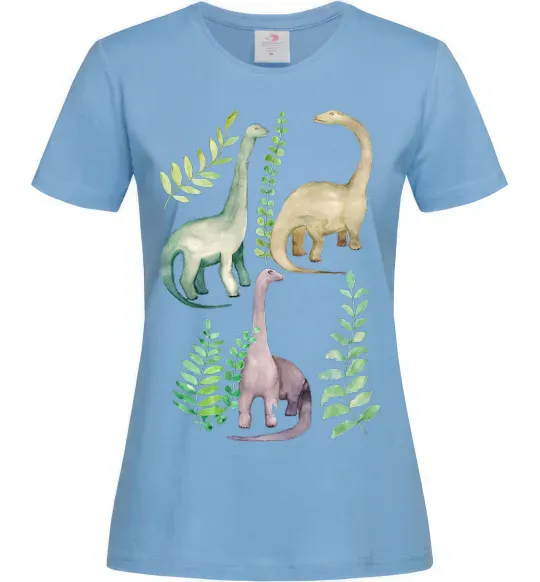 Женская футболка Watercolor dinos Голубой фото