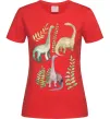 Женская футболка Watercolor dinos Красный фото