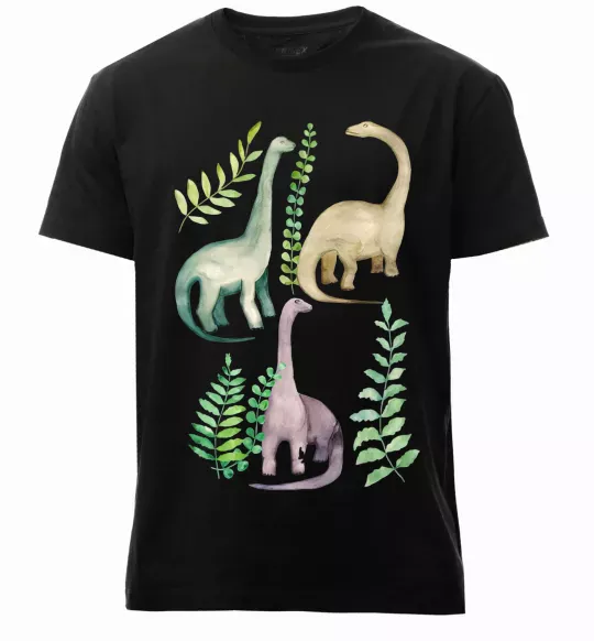 Чоловіча преміум футболка Watercolor dinos Чорний фото