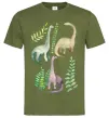 Мужская футболка Watercolor dinos Оливковый фото