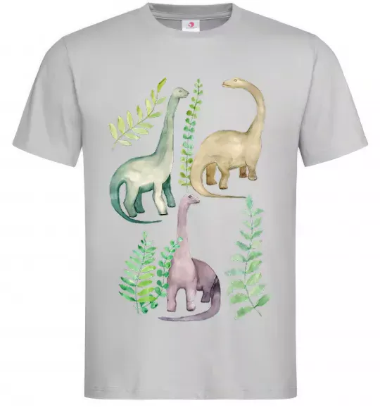 Мужская футболка Watercolor dinos Серый фото