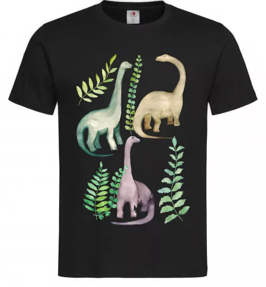 Мужская футболка Watercolor dinos Черный фото