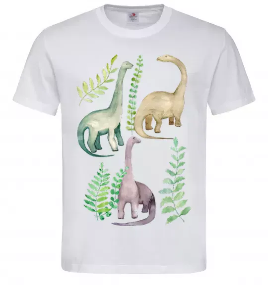 Мужская футболка Watercolor dinos Белый фото