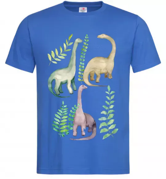 Мужская футболка Watercolor dinos Ярко-синий фото