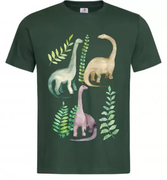 Мужская футболка Watercolor dinos Темно-зеленый фото