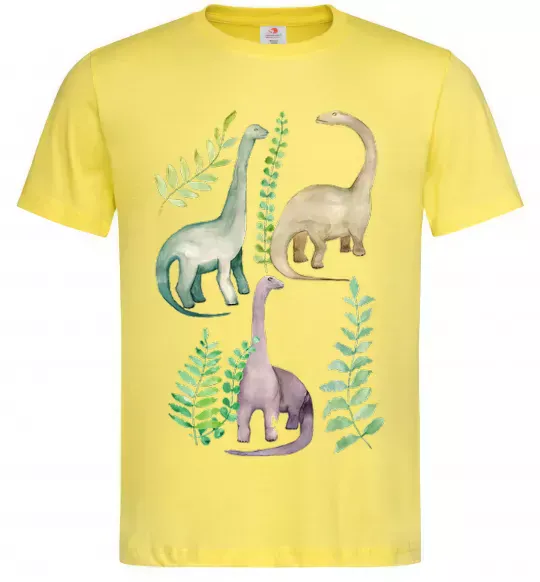 Мужская футболка Watercolor dinos Лимонный фото