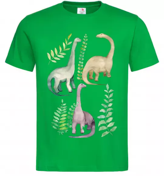 Мужская футболка Watercolor dinos Зеленый фото