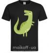 Чоловіча футболка Зеленый динозавр рисунок Чорний фото