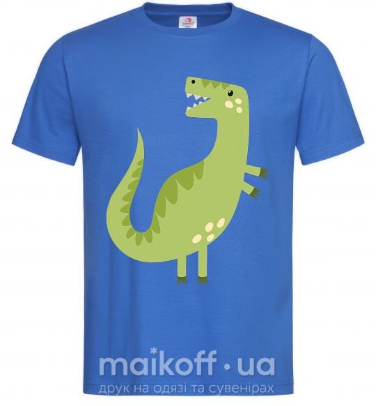 Чоловіча футболка Зеленый динозавр рисунок Яскраво-синій фото