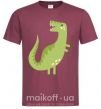 Мужская футболка Зеленый динозавр рисунок Бордовый фото