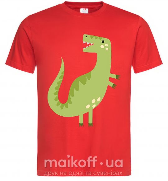 Чоловіча футболка Зеленый динозавр рисунок Червоний фото