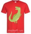 Мужская футболка Зеленый динозавр рисунок Красный фото