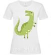 Женская футболка Зеленый динозавр рисунок Белый фото