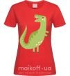 Женская футболка Зеленый динозавр рисунок Красный фото