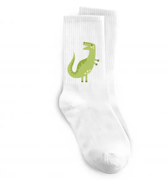 Носки Зелений динозавр малюнок Белый фото