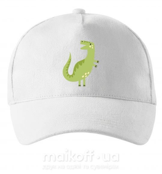 Кепка Зеленый динозавр рисунок Білий фото