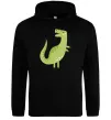 Чоловіча толстовка (худі) Зелений динозавр малюнок Чорний фото