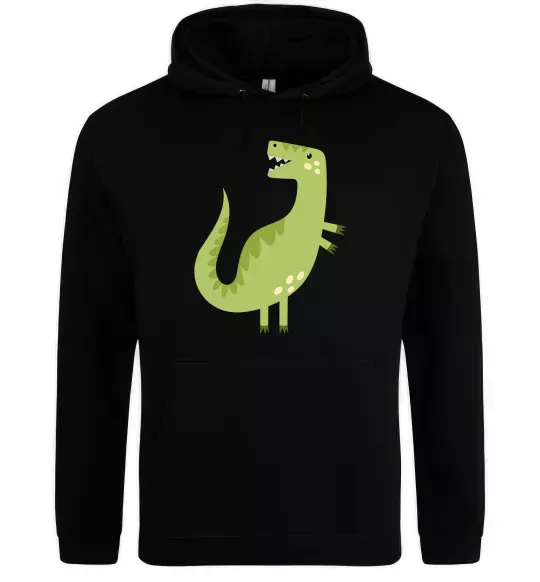 Женская толстовка (худи) Зелений динозавр малюнок Черный фото