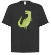 Футболка Оверсайз Зелений динозавр малюнок Черный фото