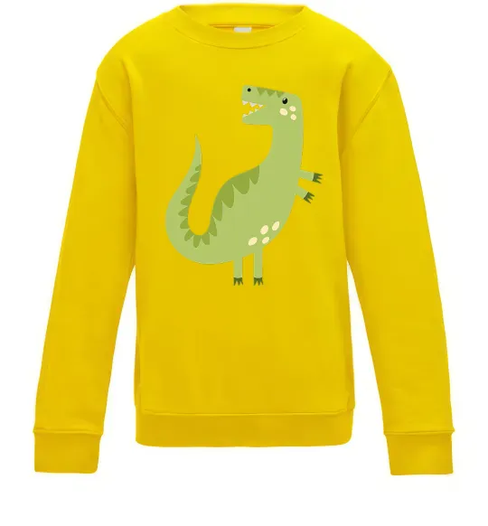 Детский Свитшот Зелений динозавр малюнок Солнечно желтый фото