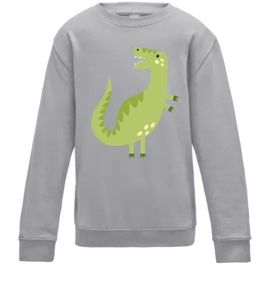 Детский Свитшот Зелений динозавр малюнок Серый меланж фото
