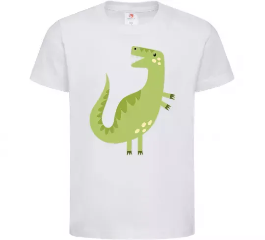 Детская футболка Зелений динозавр малюнок Белый фото