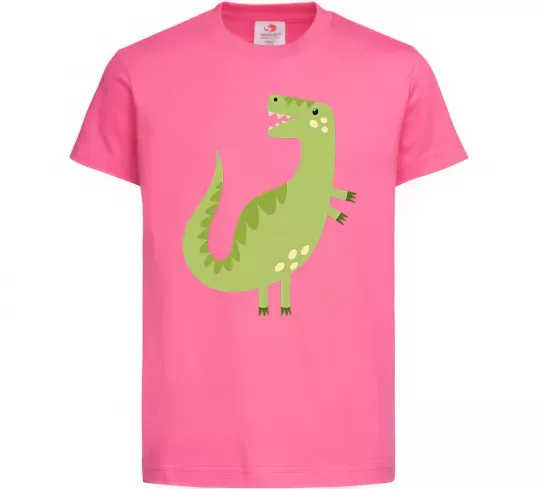 Детская футболка Зелений динозавр малюнок Ярко-розовый фото
