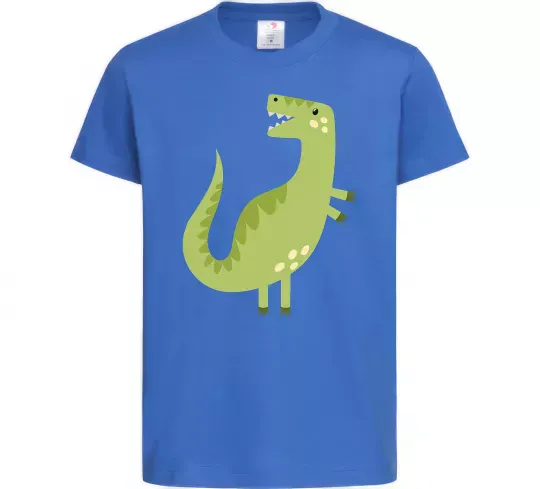 Детская футболка Зелений динозавр малюнок Ярко-синий фото