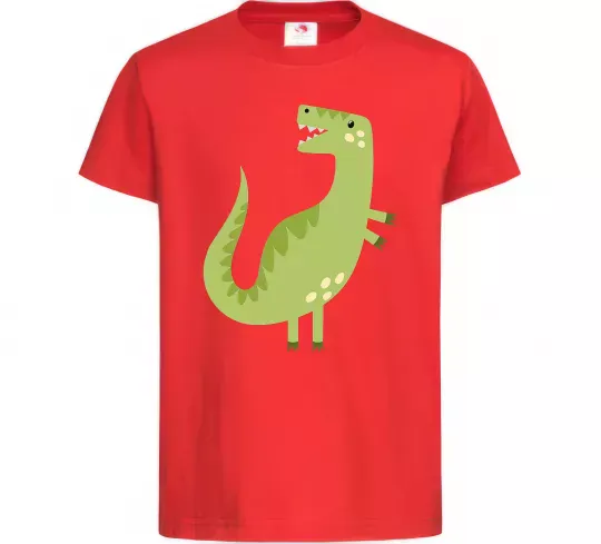 Детская футболка Зелений динозавр малюнок Красный фото