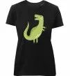 Женская премиум футболка Зелений динозавр малюнок Черный фото