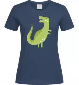 Женская футболка Зелений динозавр малюнок Темно-синий фото