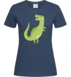 Женская футболка Зелений динозавр малюнок Темно-синий фото