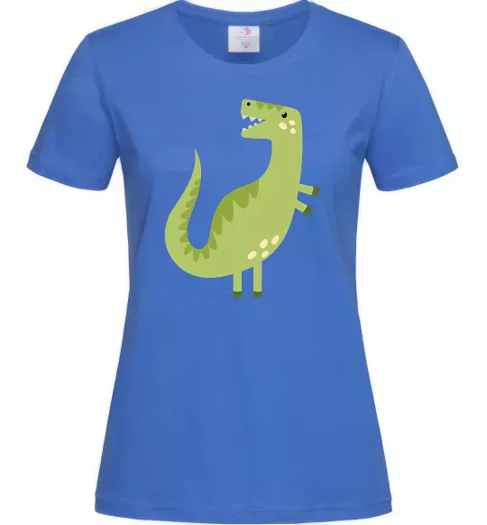 Женская футболка Зелений динозавр малюнок Ярко-синий фото