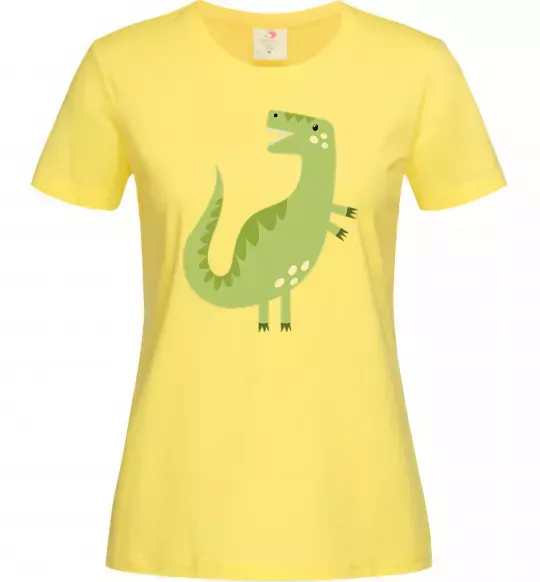 Женская футболка Зелений динозавр малюнок Лимонный фото