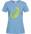 Женская футболка Зелений динозавр малюнок Голубой фото