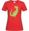 Женская футболка Зелений динозавр малюнок Красный фото
