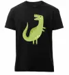 Мужская премиум футболка Зелений динозавр малюнок Черный фото
