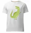 Мужская премиум футболка Зелений динозавр малюнок Белый фото