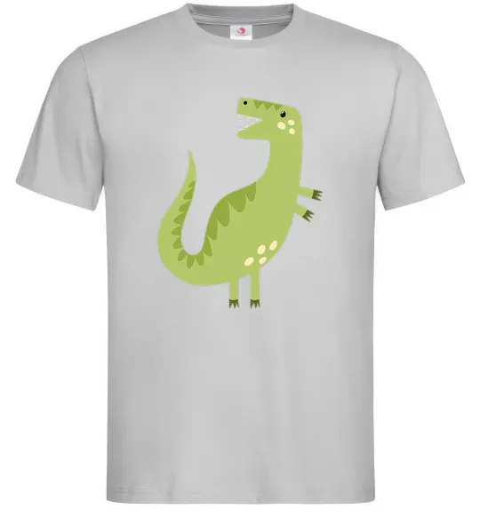 Мужская футболка Зелений динозавр малюнок Серый фото