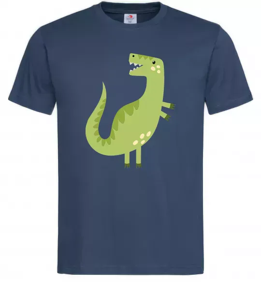 Мужская футболка Зелений динозавр малюнок Темно-синий фото