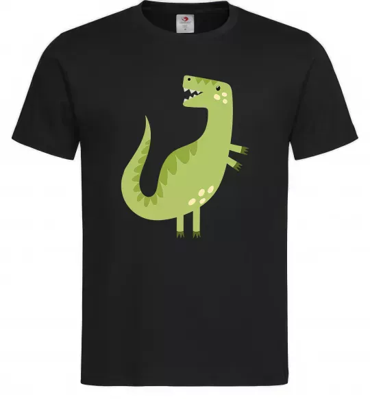 Мужская футболка Зелений динозавр малюнок Черный фото