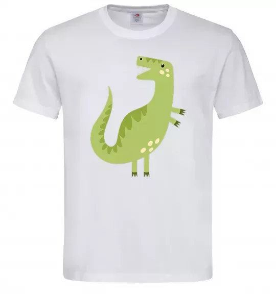 Мужская футболка Зелений динозавр малюнок Белый фото